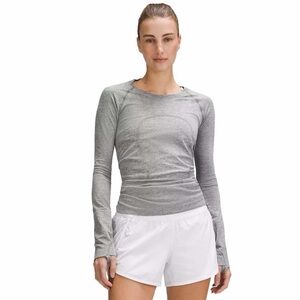 lululemon athletica Light Gray Long-Sleeve Workout Top